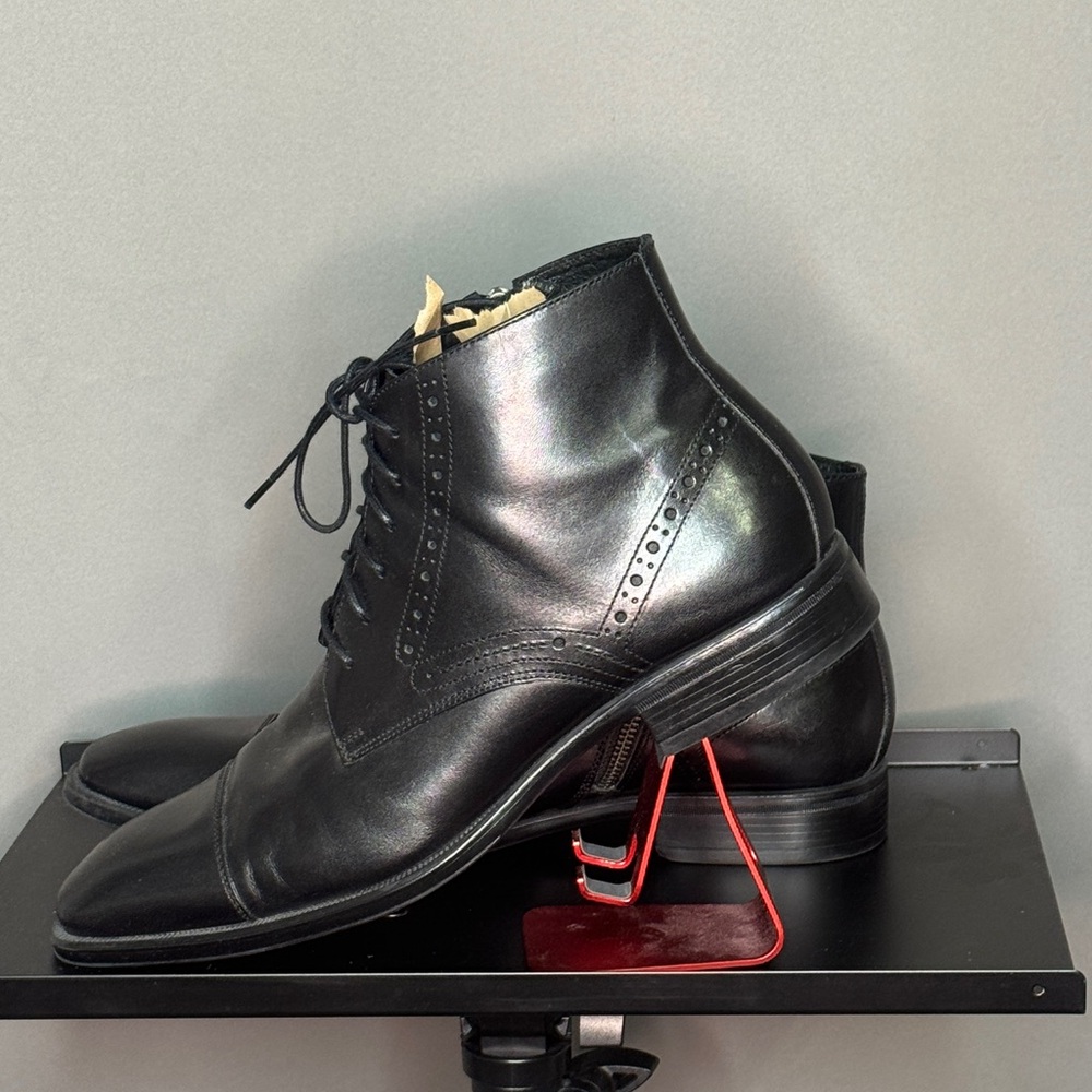 Johnston & Murphy Black Leather Men's Ankle Boots Size 11.5 - Picture 3 of 10